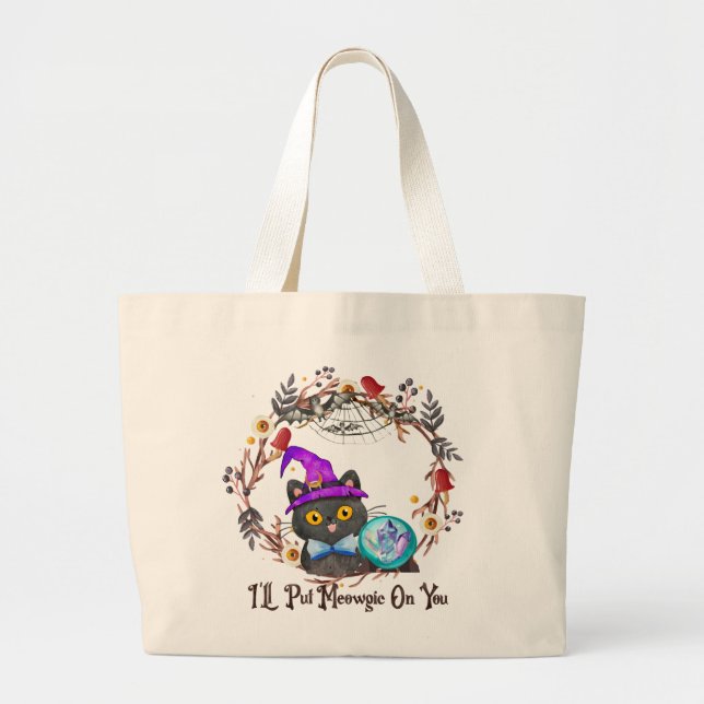 Cute and Punny Witch Cat Jumbo Tygkasse (Framsidan)
