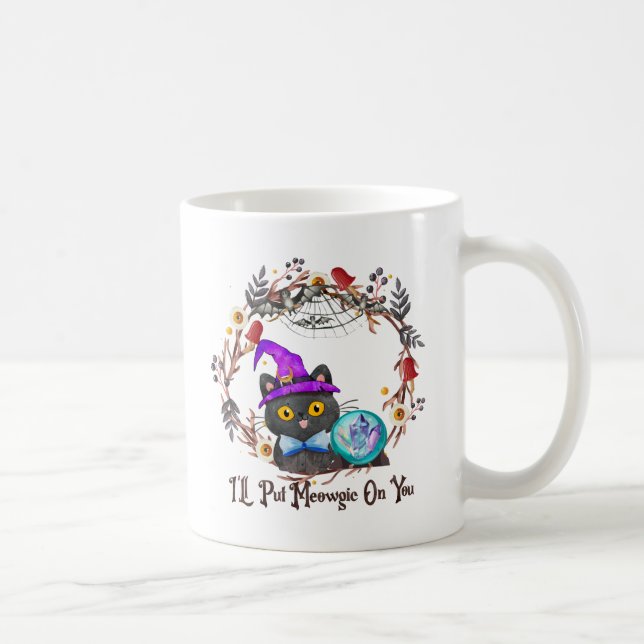 Cute and Punny Witch Cat Kaffemugg (Höger)