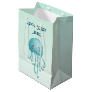 Cute and Roligt Blue-Grönt Jellyfish Birthday