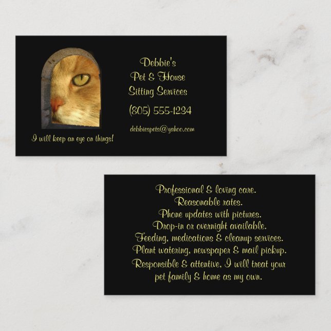 Cute and Roligt House och Pet Sitta Business Busin Visitkort (Fram/baksida)