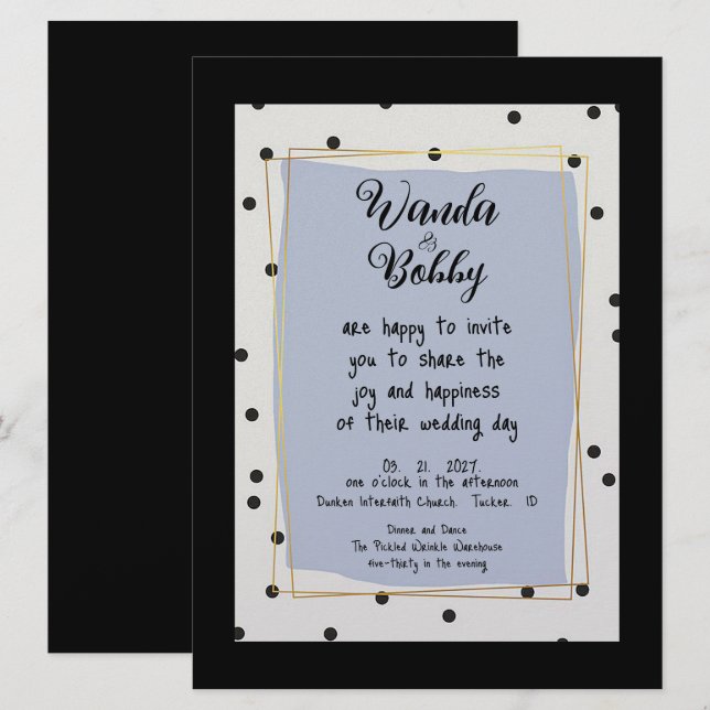 Cute and Roligt Polka Dot Wedding bjudande Inbjudningar (Fram/baksida)