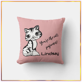 Cute and Rosa Cat's Pajamas Dekorativ kudde