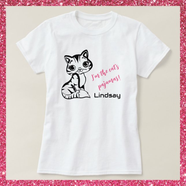 Cute and Rosa Cat's Pajamas T Shirt (Skapare uppladdad)