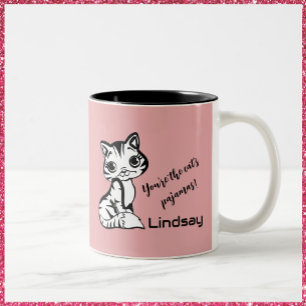 Cute and Rosa Cat's Pajamas Två-Tonad Mugg