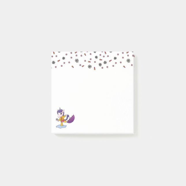 Cute and Simple Blommigt Unicorn in Rainrock Post-it Block (Framsida)