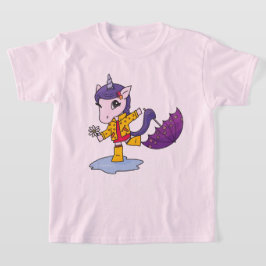 Cute and Simple Rosa Blommigt Unicorn in Rainrock T Shirt