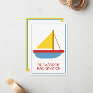 Cute and Simple Sailboat Personalized Anteckningskort