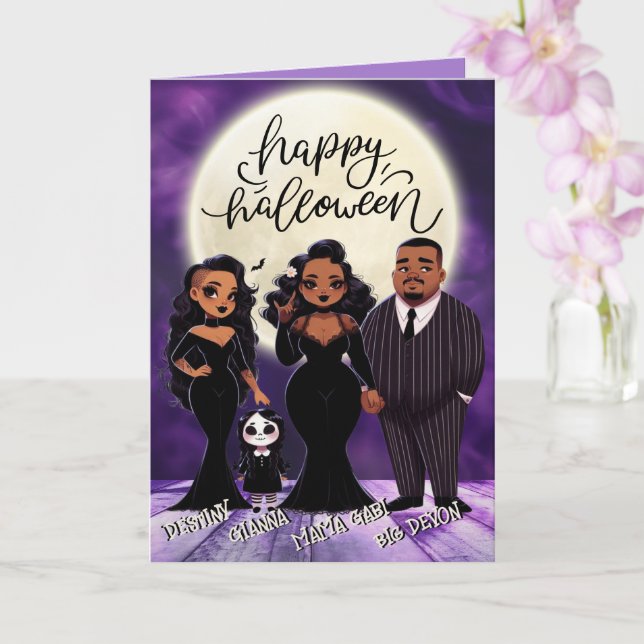 Cute and Spooky Ethnic Family Halloween Kort (Orkide)