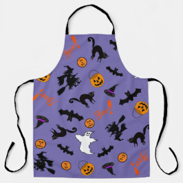 Cute and Spooky Halloween Icon Lila Apron