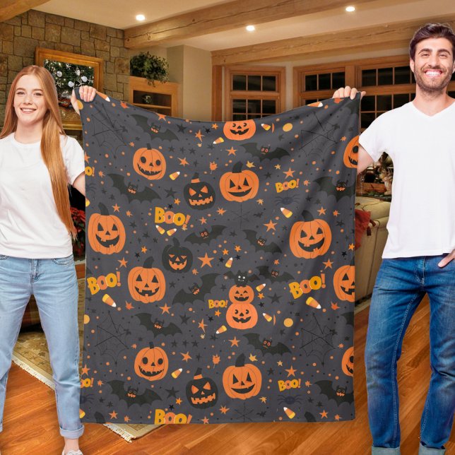 Cute and Spooky Halloween, Mysigt Fleecefilt (Cute And Spooky Halloween Themed Cozy Fleece Blanket)
