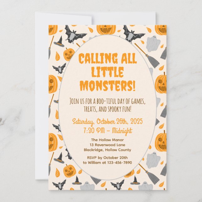 Cute and spooky halloween party invitation inbjudningar (Framsida)
