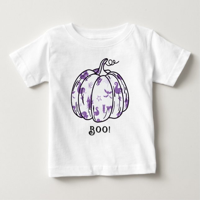 Cute and Spooky Lila Jack-O’-Lantern T Shirt (Framsida)