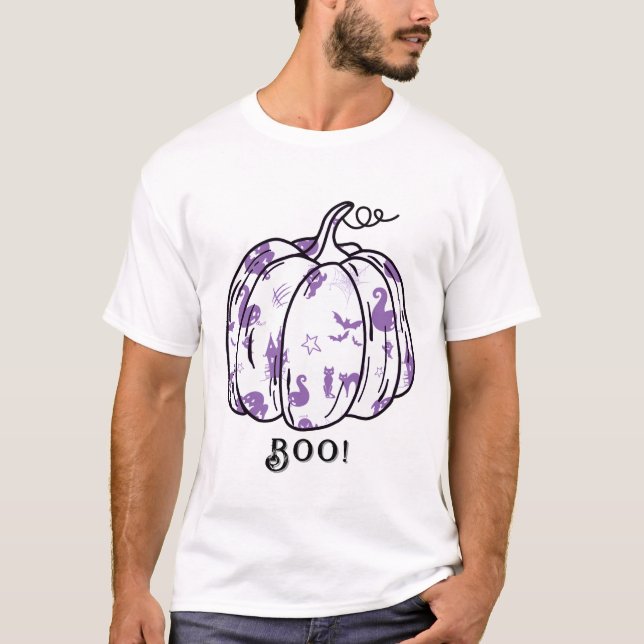 Cute and Spooky Lila Jack-O’-Lantern T Shirt (Framsida)