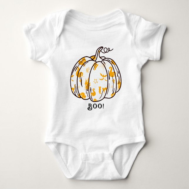 Cute and Spooky Orange Jack-O’-Lantern T Shirt (Framsida)