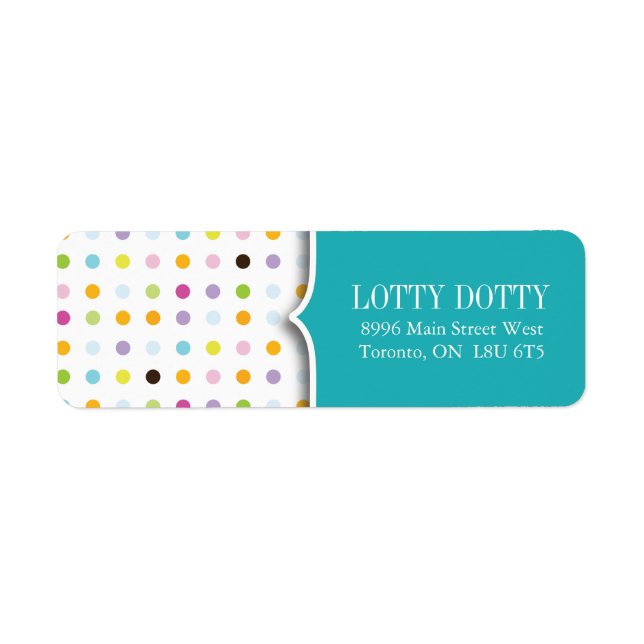 Cute and Whimsique Polk a Dot-Adressetiketter Returadress Etikett (Framsidan)