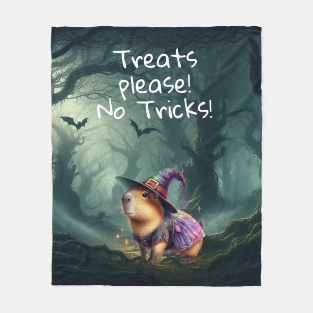 Cute and Witchy Halloween Capybara Fleecefilt (Framsidan)