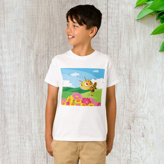 Cute Ändå Creepy Monster Bee i Flower Fält T Shirt (Skapare uppladdad)