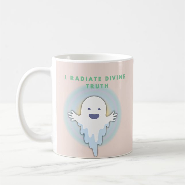 Cute Andlig Ghost - Radiante Divine Quote Kaffemugg (Vänster)