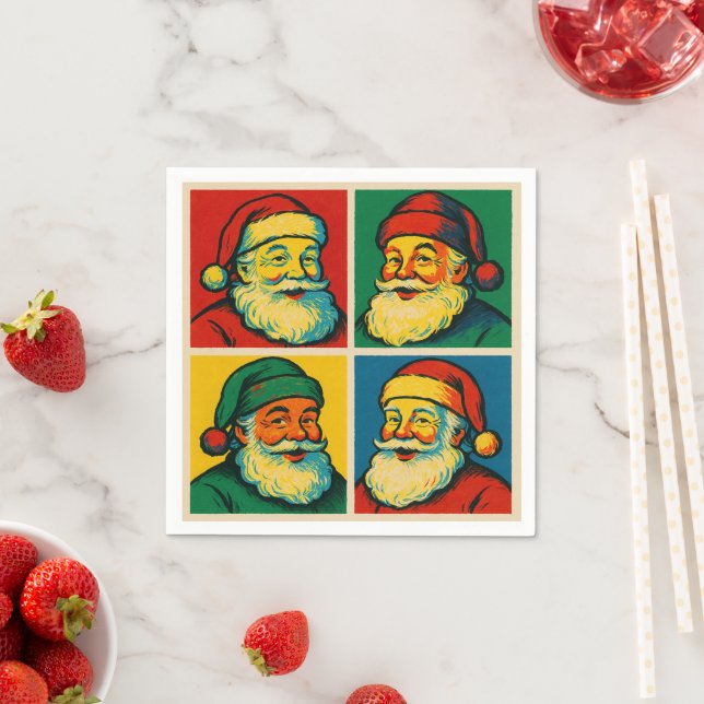Cute Andy Warhol-style pop art Santa Pappersservett (Insitu)