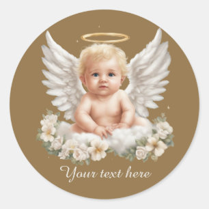 Cute Angel baby lägger till text Runt Klistermärke