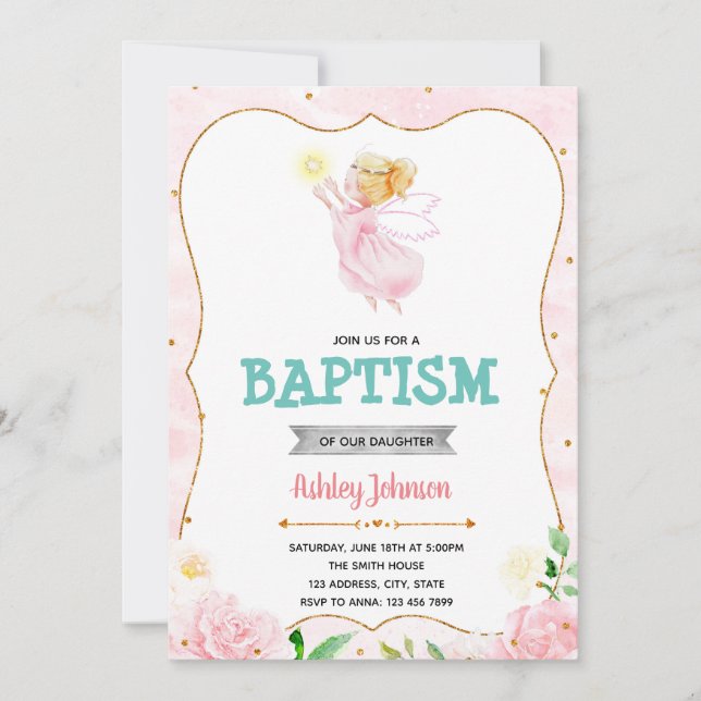 Cute angel-baptism-partiinbjudan inbjudningar (Framsida)