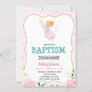 Cute angel-baptism-partiinbjudan inbjudningar