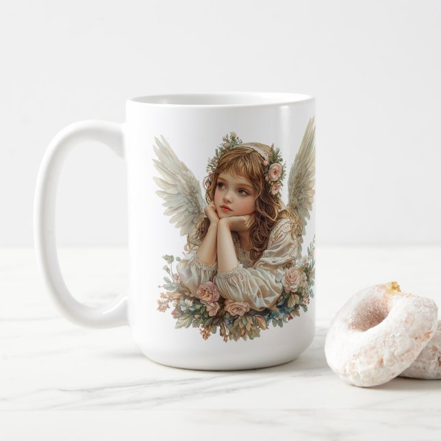 Cute Angel / Cherub / Guardian Angel Kaffemugg (Med munk)