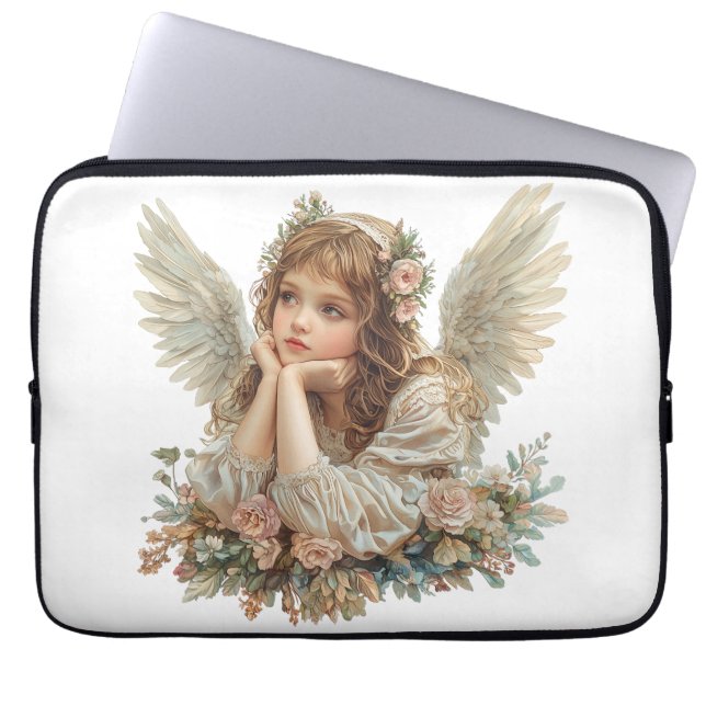 Cute Angel / Cherub / Guardian Angel Laptop Fodral (Framsidan)