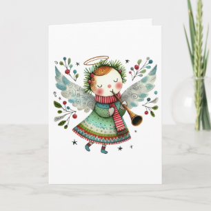 Cute Angel Folk Art Stil God jul Kort