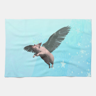 Cute Angel Gris som flyger i Himlar Kökshandduk