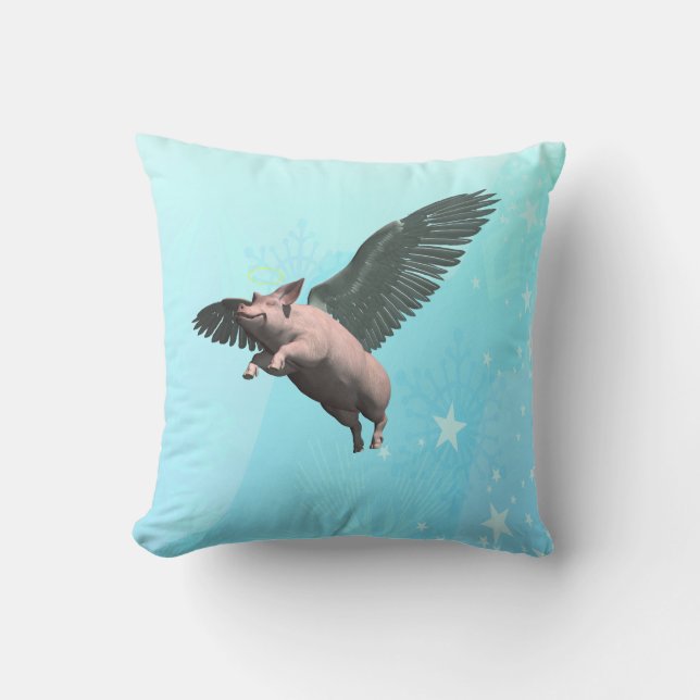 Cute Angel Gris som flyger i Himlar Kudde (Framsida)