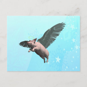 Cute Angel Gris som flyger i Himlar Vykort