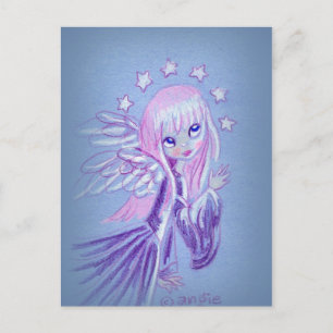 Cute Angel med Rosa Hair Vykort