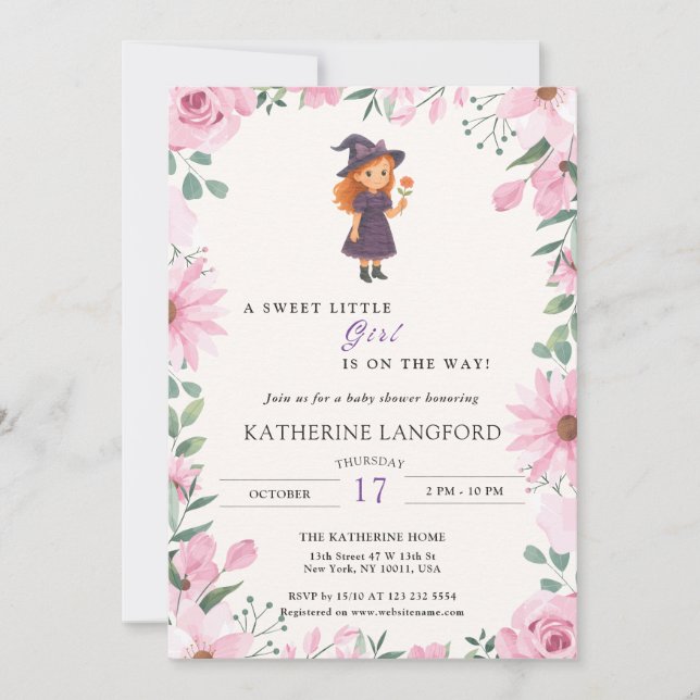 Cute Angel on the Way Halloween Baby Shower Inbjudningar (Framsida)