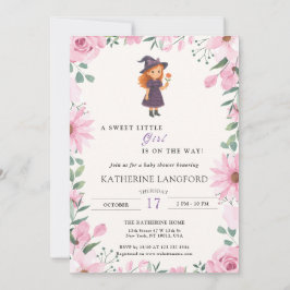 Cute Angel on the Way Halloween Baby Shower Inbjudningar