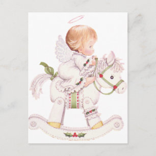 Cute Angel på en vit julklackshund Helg Vykort