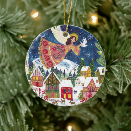 Cute Angel Peace on Earth Photo jul Julgransprydnad Keramik