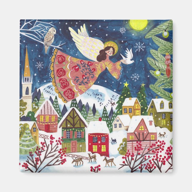 Cute Angel Peace on Earth Photo jul Magnet (Framsidan)
