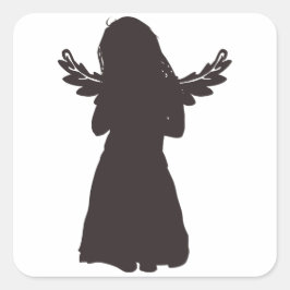 Cute Angel Silhouette (välj en bakgrund färg) Fyrkantigt Klistermärke