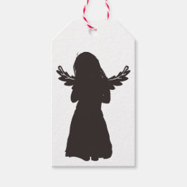 Cute Angel Silhouette (välj en bakgrund färg) Presentetikett