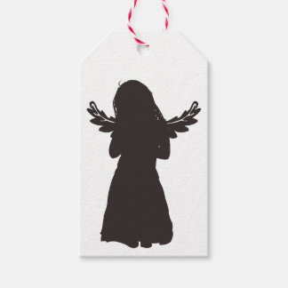 Cute Angel Silhouette (välj en bakgrund färg) Presentetikett