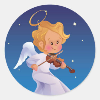 Cute angel som spelar fiolin runt klistermärke