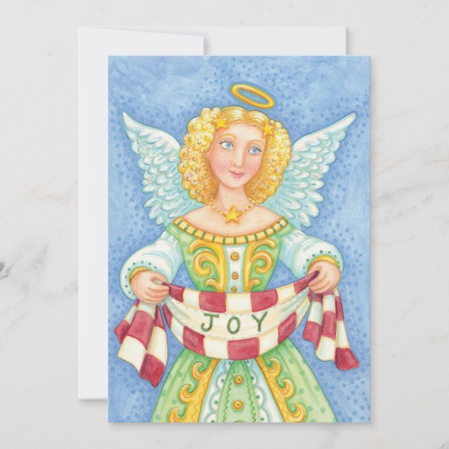 Cute Angelic jul Angel med Joy-inbjudan Inbjudningar (Framsida)