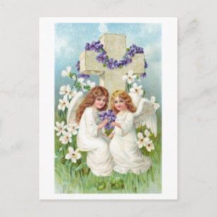 Cute Änglar med Kor och blommor. Vykort