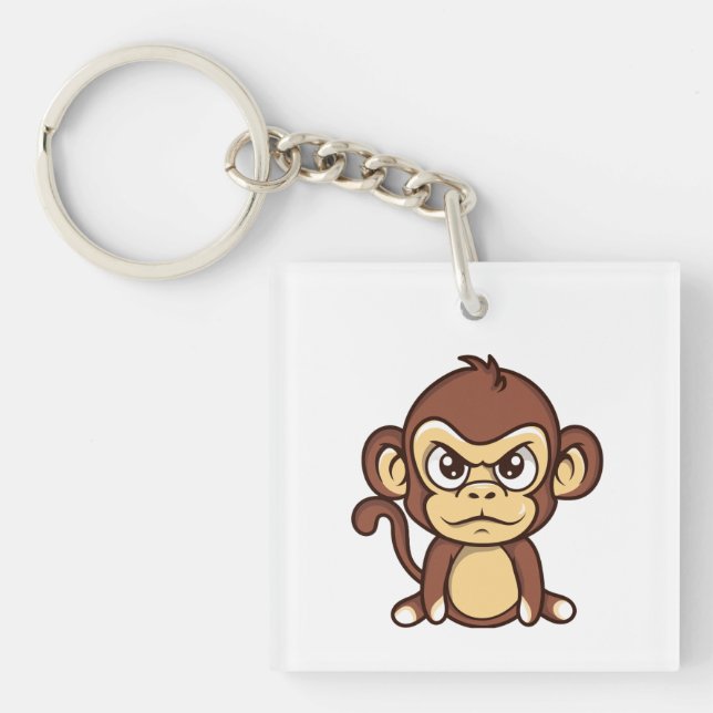 Cute Angry Baby Monkey Keychain (Framsidan)