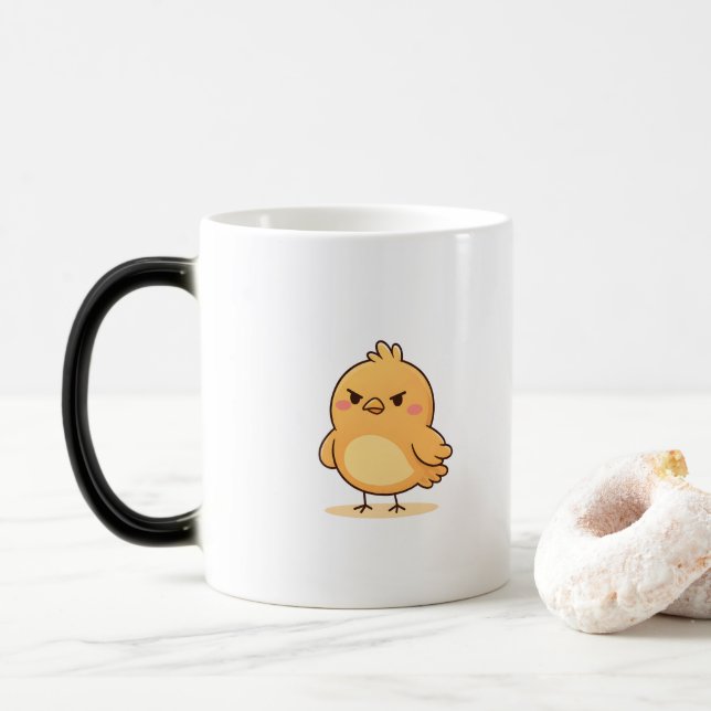 Cute Angry Chick Minimal Cartoon Magisk Mugg (Med munk)