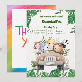 Cute Animal 1-födelsedagsinbjudan Inbjudningar