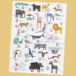 Cute Animal ABC Alphabet Kids Fleecefilt