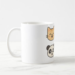Cute Animal Ansikte Mugg - Katt, Hund, Panda, Koal