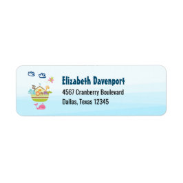 Cute Animal Ark med fjäril och val Returadress Etikett